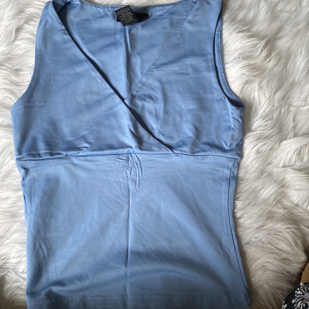 Y2K Express fitter crossover shirt ice blue fitted